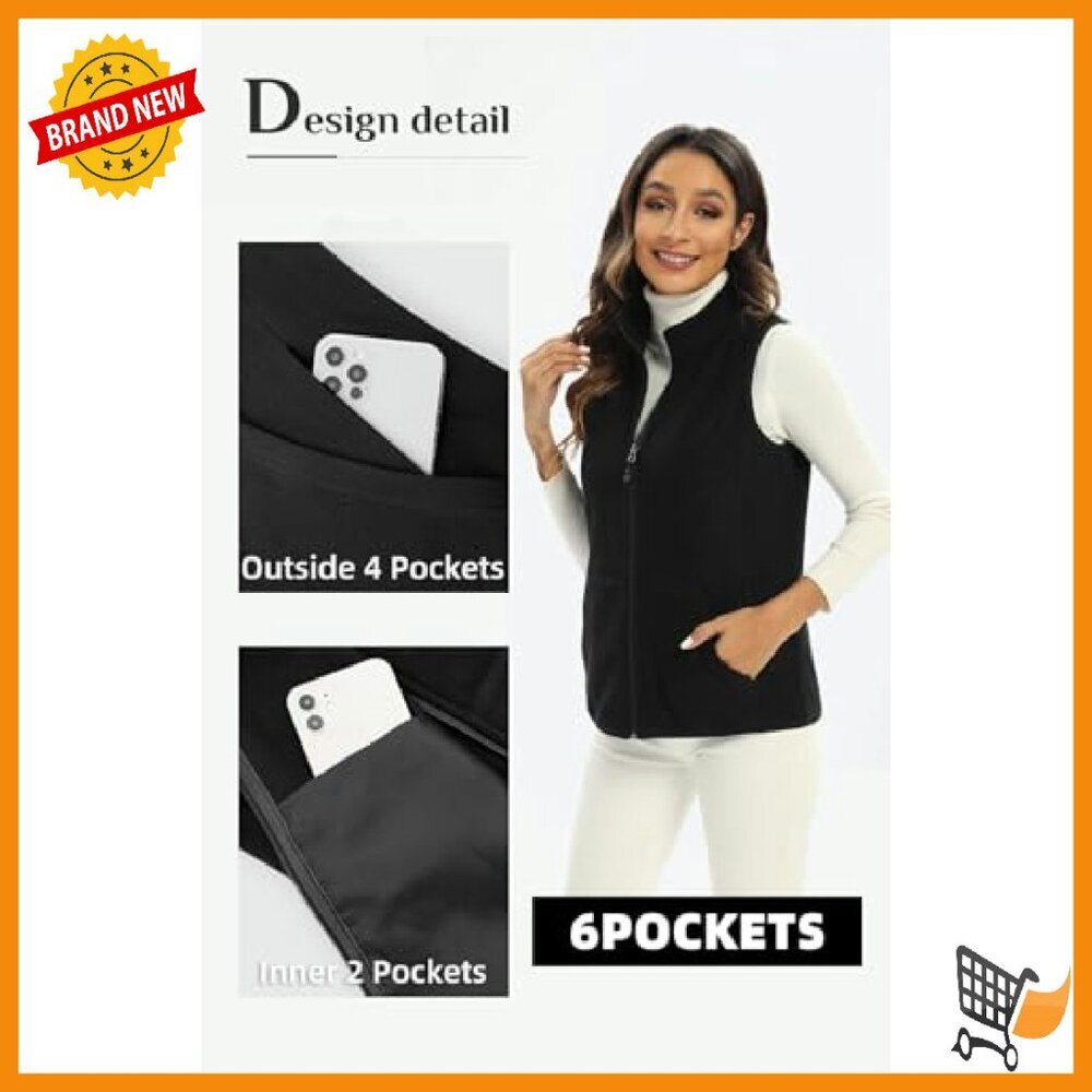 Lightweight Fleece Vest with 6 Pockets for Work & Outdoor Layering - Picture 4 of 8